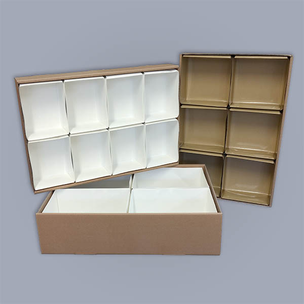 Collation packs with variable internal partitioning for filling volume 12 kg or 20 kg